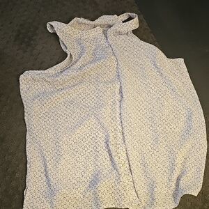 CAbi Sleeveless Blouse - White and Blue Pattern